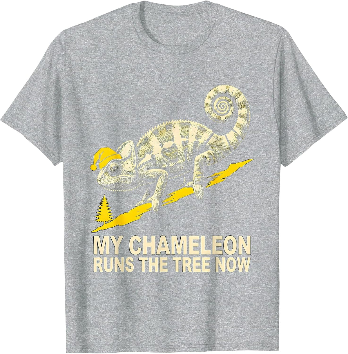 Men's My Chameleon Runs The Tree Now Whimsical Ugly Sweater T-Shirt - Heather Grey