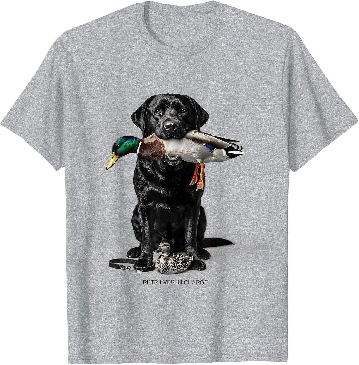 Men's Retriever In Charge Rustic Southern Labrador Duck Hunting T-Shirt - Heather Grey