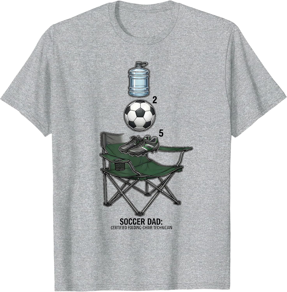 Men's Soccer Dad: Certified Folding-Chair Technician Dad T-Shirt - Heather Grey