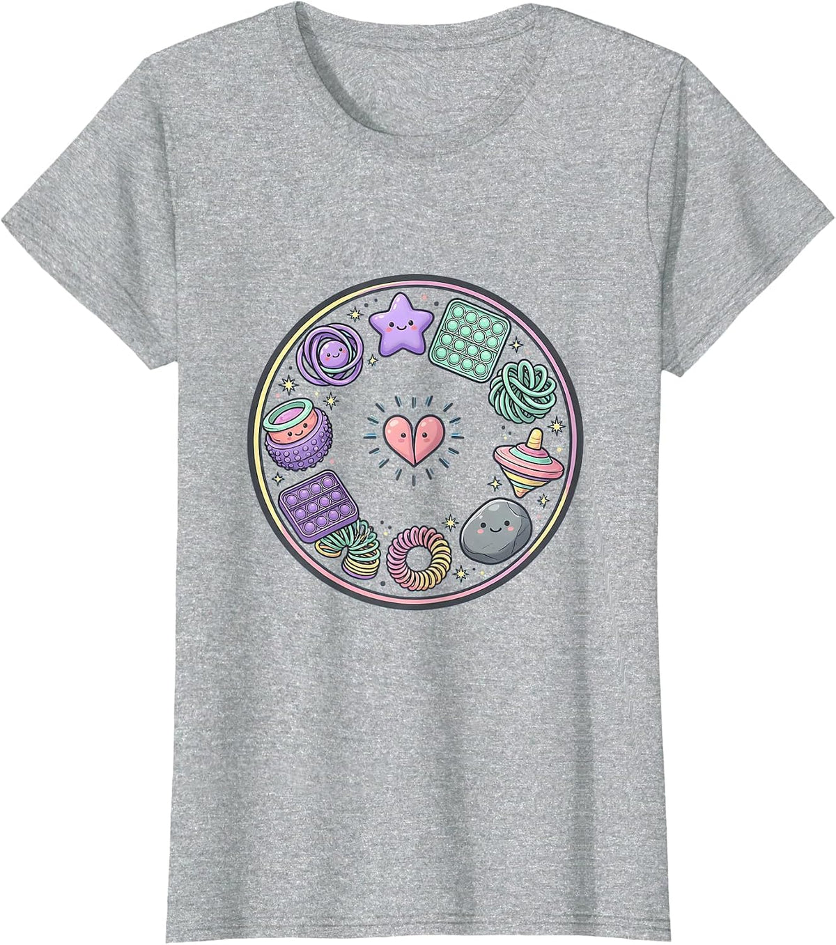 Women's Special Education Teacher Sensory Fidget Tools Design T-Shirt - Heather Grey