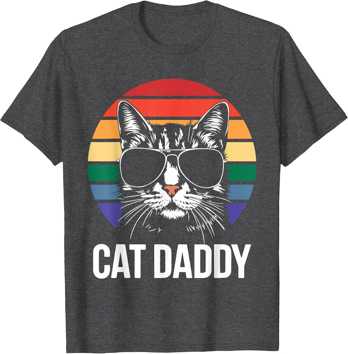 Cat Daddy Shirt Best Cat Dad Ever Men Fathers Day T-Shirt - Dark Heather Grey