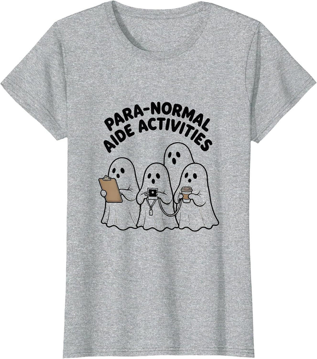 Para-Normal Aide Activities Cute Ghost SpED Paraprofessional T-Shirt - Heather Grey