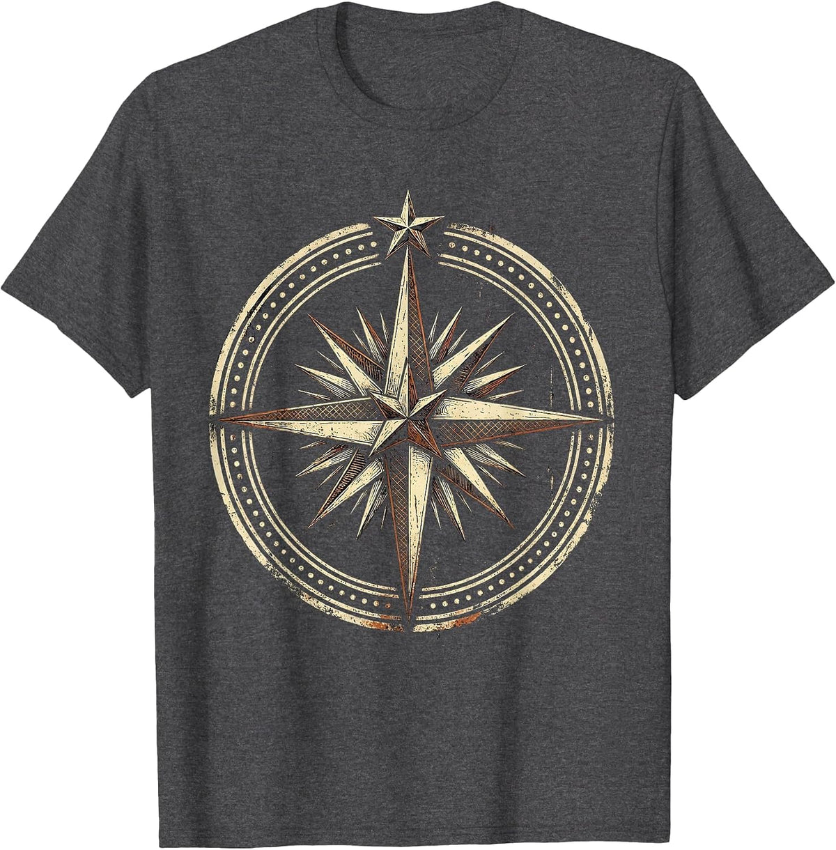 Men's Social Worker Compass Rose Guiding Star Design T-Shirt - Dark Heather Grey