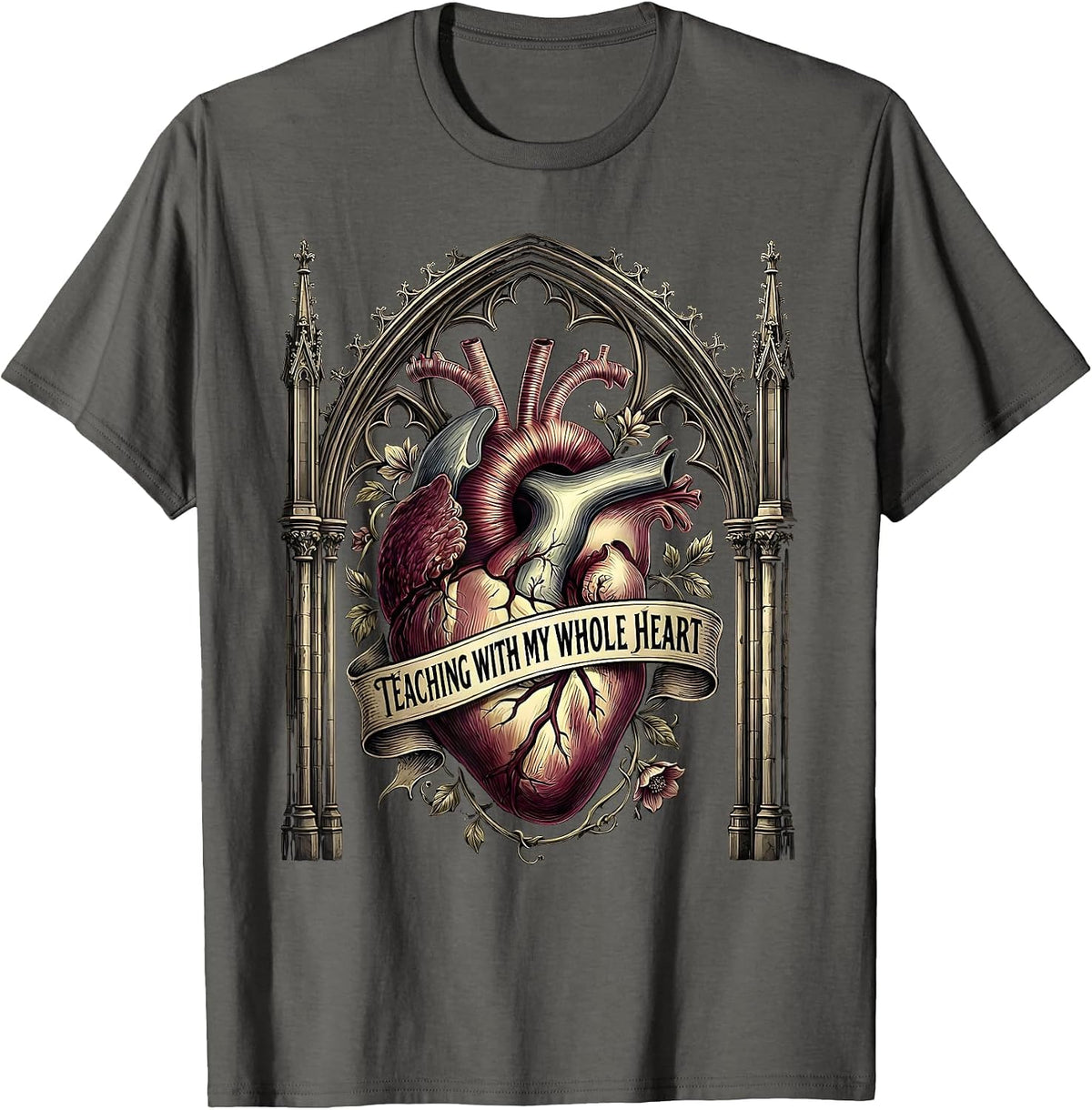 Teaching With My Whole Heart Special Ed Teacher T-Shirt - Asphalt Grey
