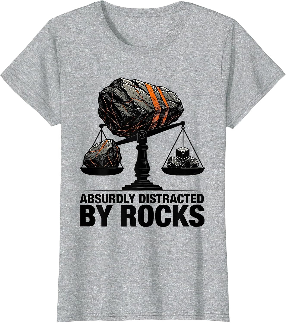 Women's Absurdly Distracted By Rocks Brutalist Graphic Geologist T-Shirt - Heather Grey