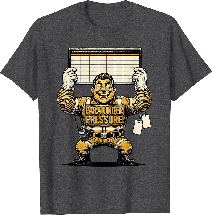 Para Under Pressure Retro Cartoon Paraprofessional Humor T-Shirt, Men, Dark Heather Grey, 3X-Large - As Pictured