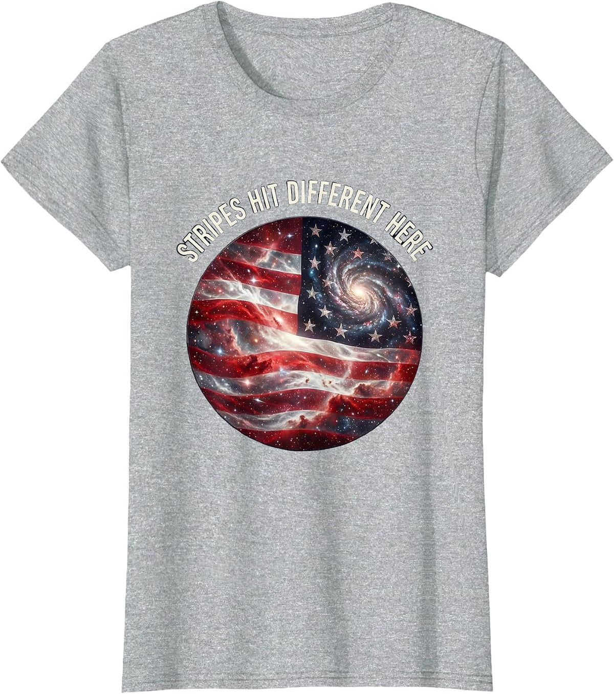 Stripes Hit Different Here Red White Blue Design T-Shirt - Heather Grey