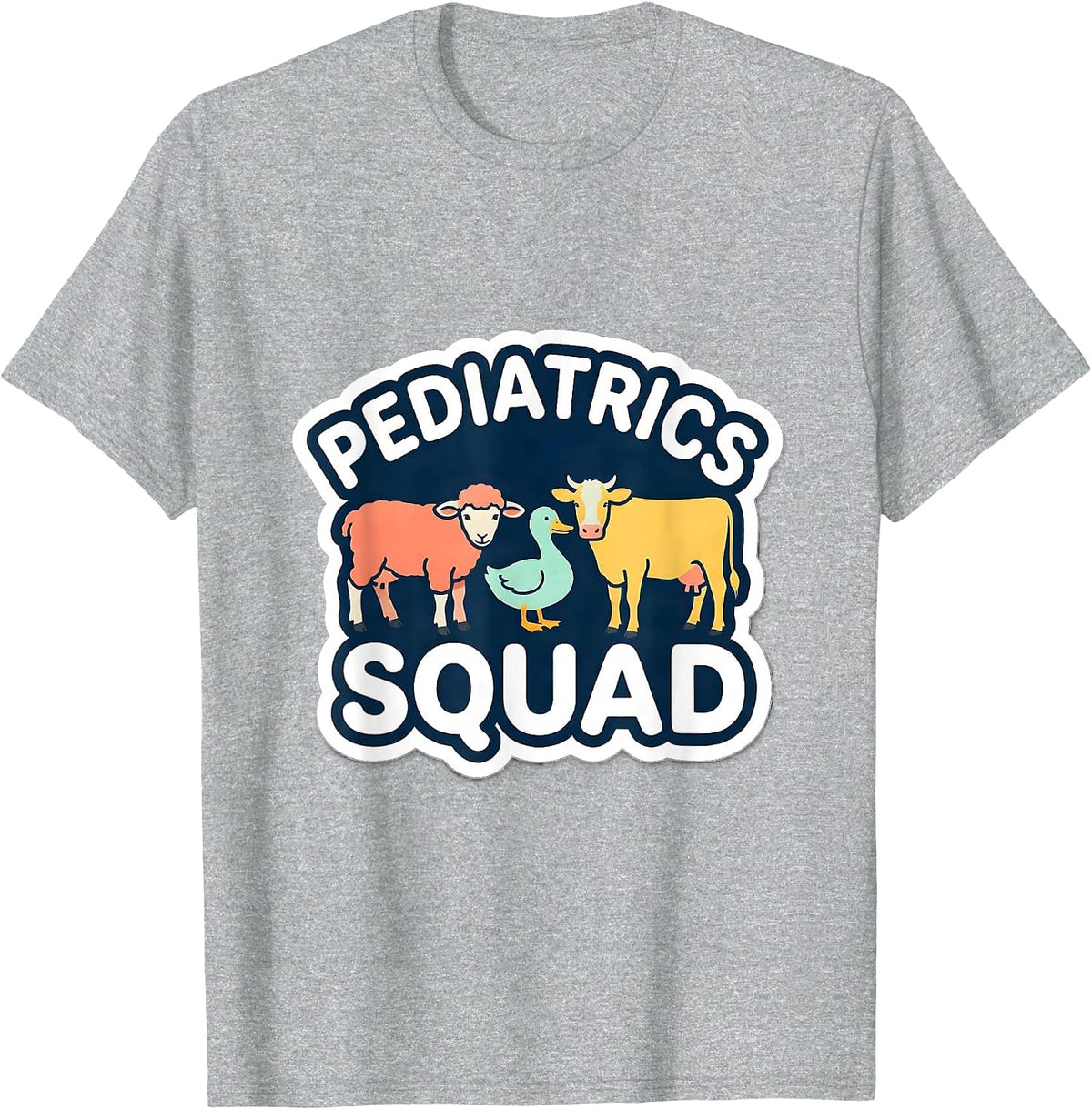 Men's Pediatrics Squad Cute Animal Pediatric Nurse NICU PICU T-Shirt - Heather Grey
