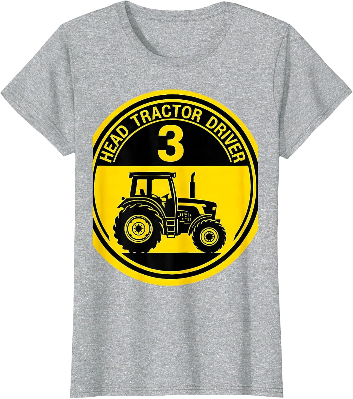 Women's Head Tractor Driver Age 3 Toddler Boy Birthday Tractor Lover T-Shirt - Heather Grey