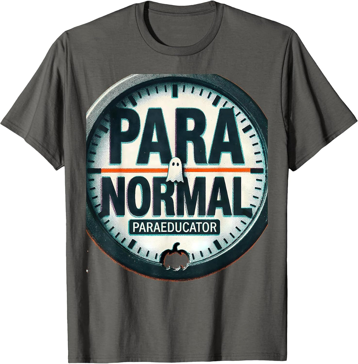 Men's Para Normal Paraeducator Risograph Halloween Para Teacher T-Shirt - Asphalt Grey