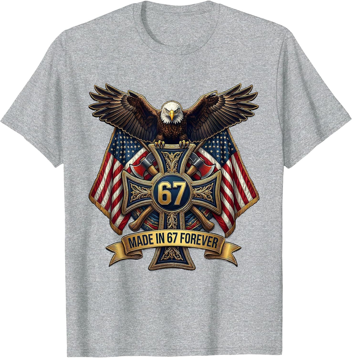 Men's Made in 67 Forever Mason Birth Year Design T-Shirt - Heather Grey