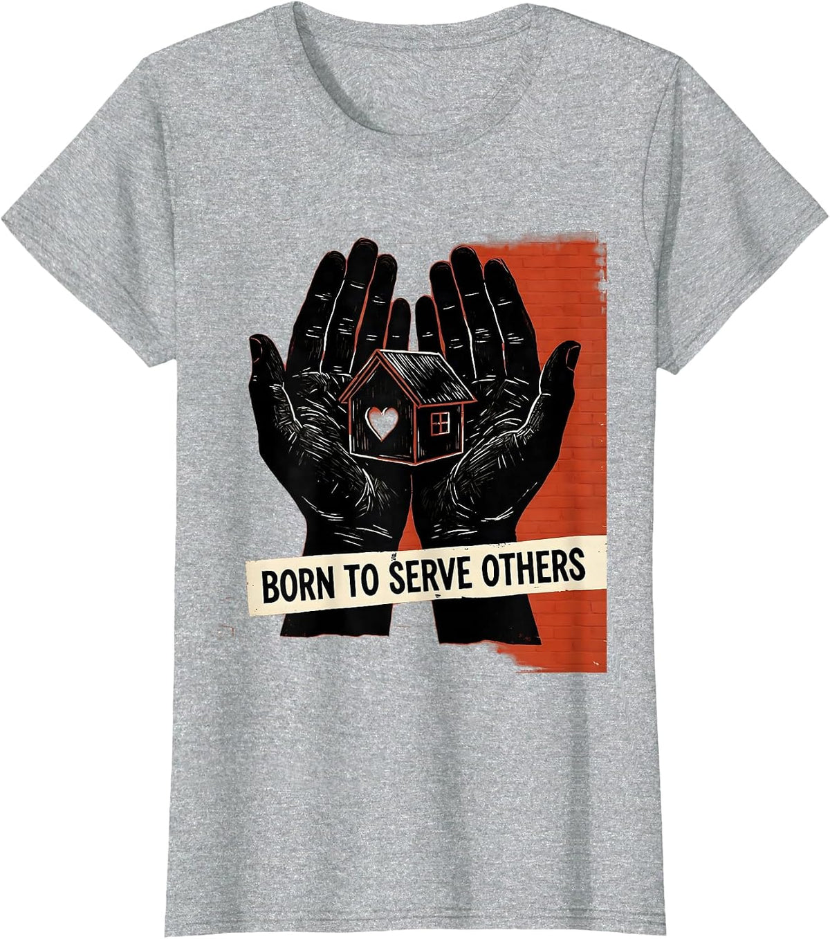 Born to Serve Others Social Worker Design T-Shirt - Heather Grey