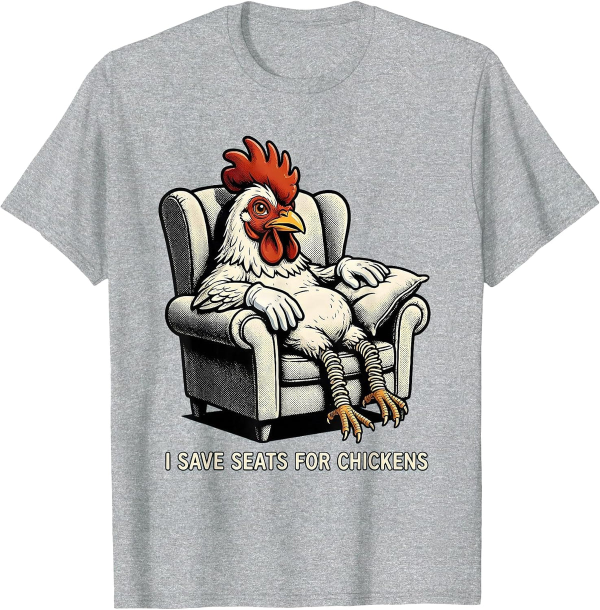 Men's I Save Seats For Chickens Funny Chicken Lover Retro Cartoon T-Shirt - Heather Grey