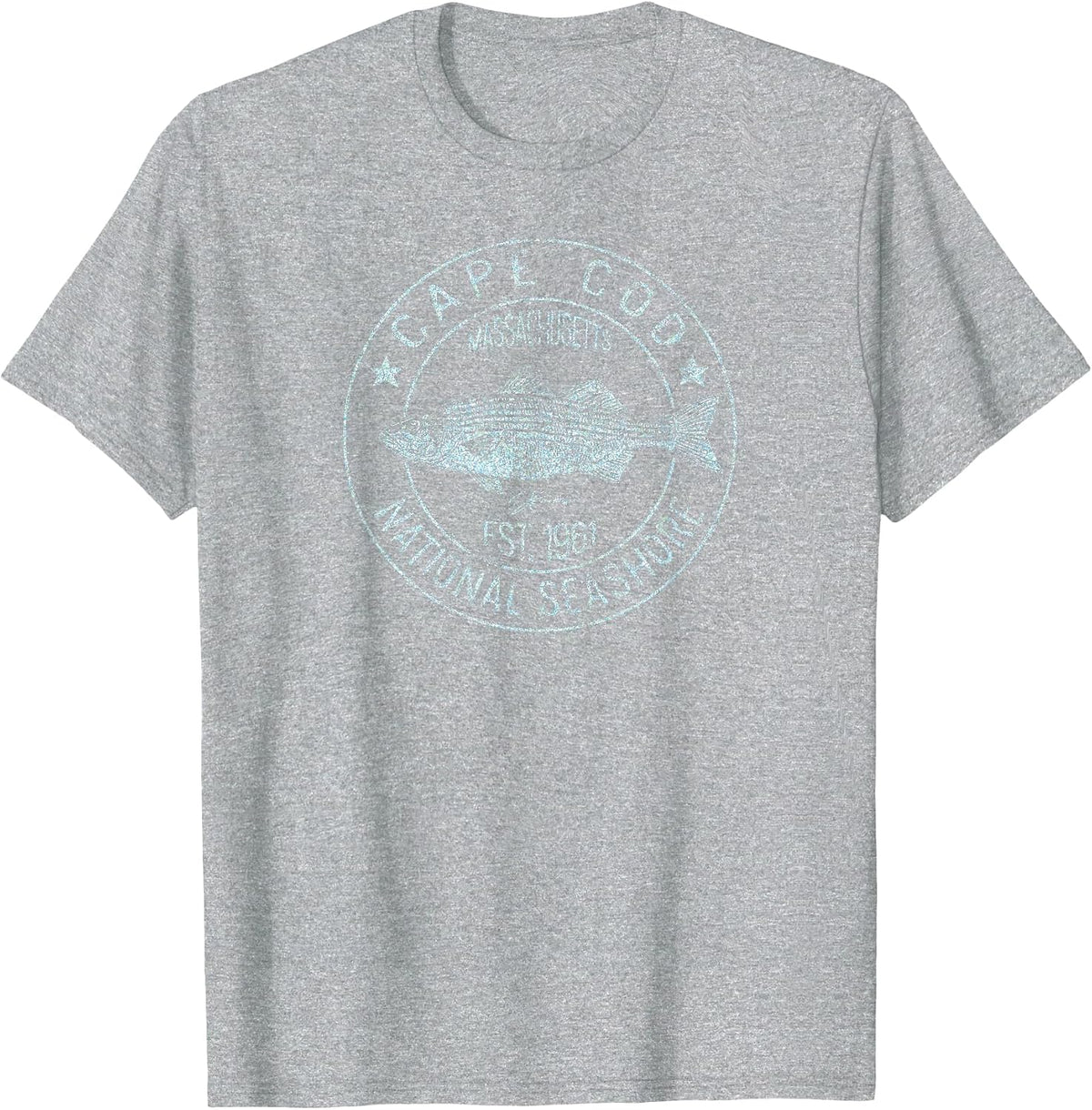 JCombs: Cape Cod National Seashore, MA, Striped Bass T-Shirt - Heather Grey