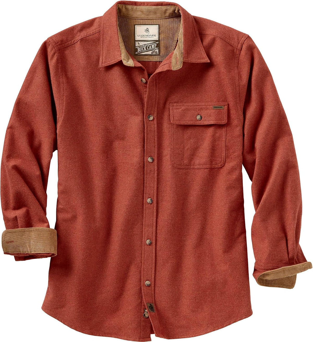 Legendary Whitetails Mens Flannel Long Sleeve Button Down 100% Cotton Shirt - Barnwood Heather