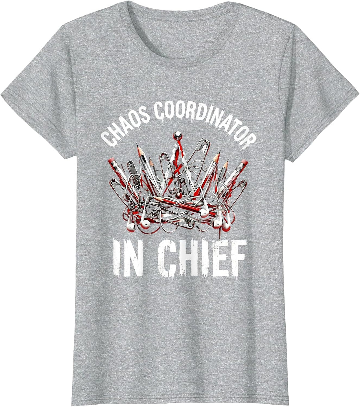 Women's Chaos Coordinator In Chief Funny Mom Design T-Shirt - Heather Grey