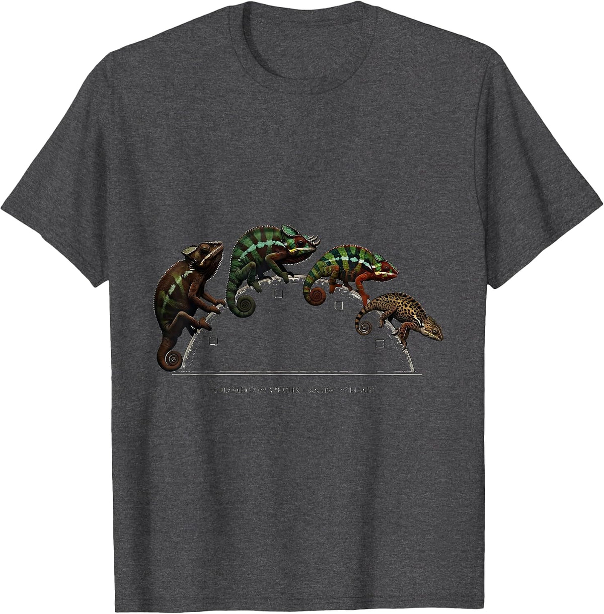 Chameleon Species I Know By Heart Whimsical Fantasy Reptile T-Shirt - Dark Heather Grey