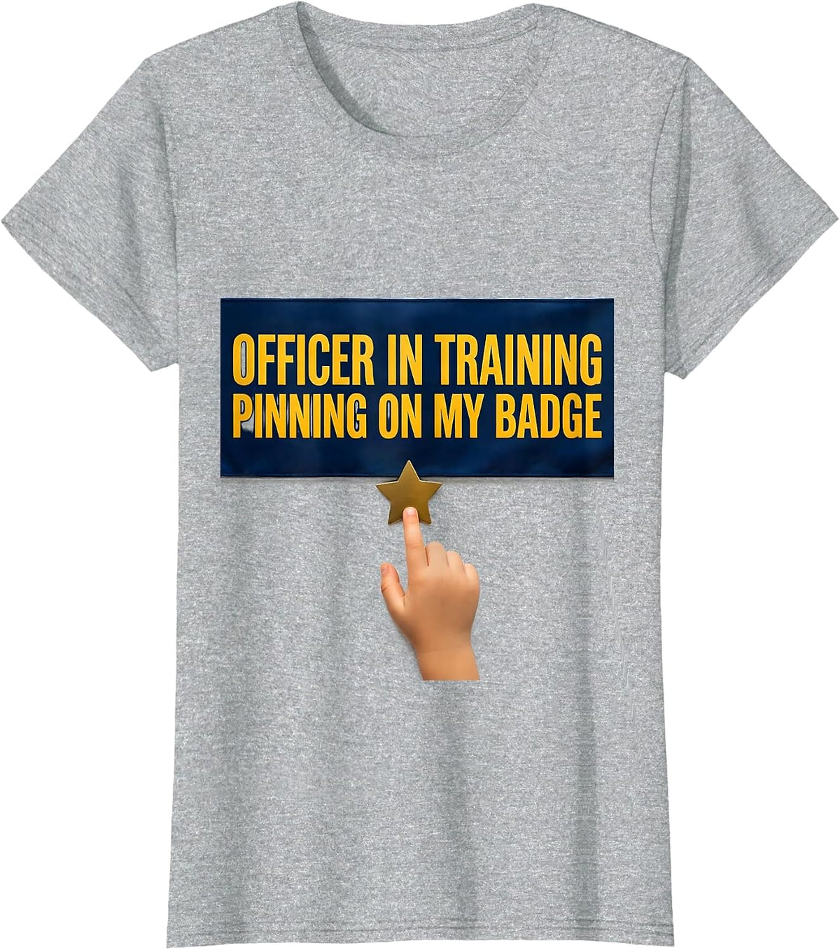 Officer In Training Pinning On My Badge Kids Police Officer T-Shirt - Heather Grey