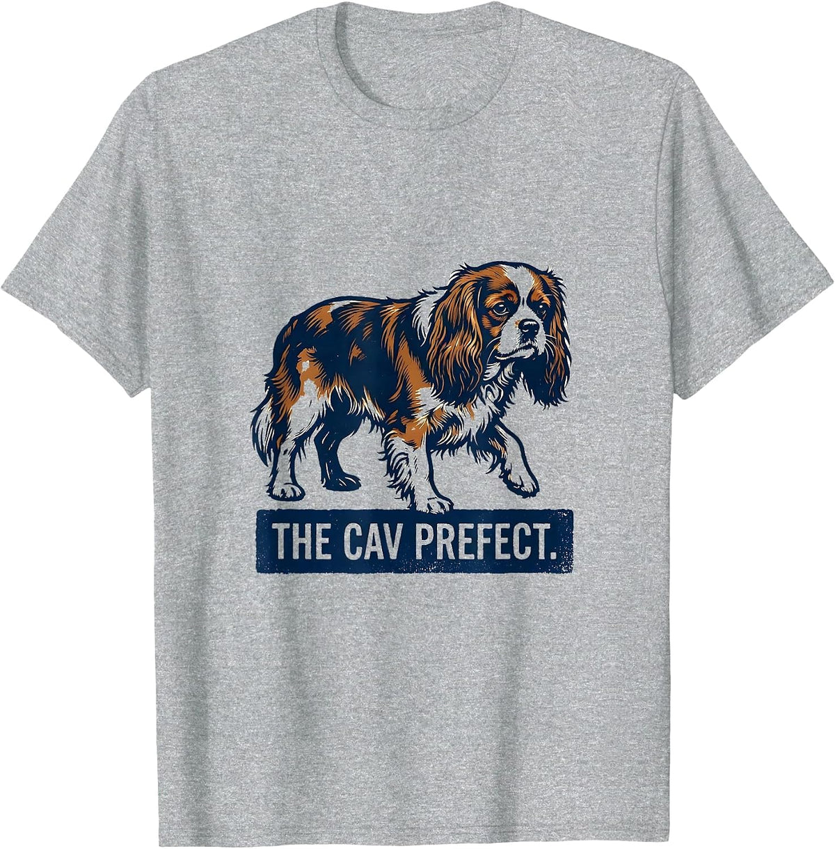 Men's The Cav Prefect Rubber Stamp Cavalier King Charles Spaniel T-Shirt - Heather Grey