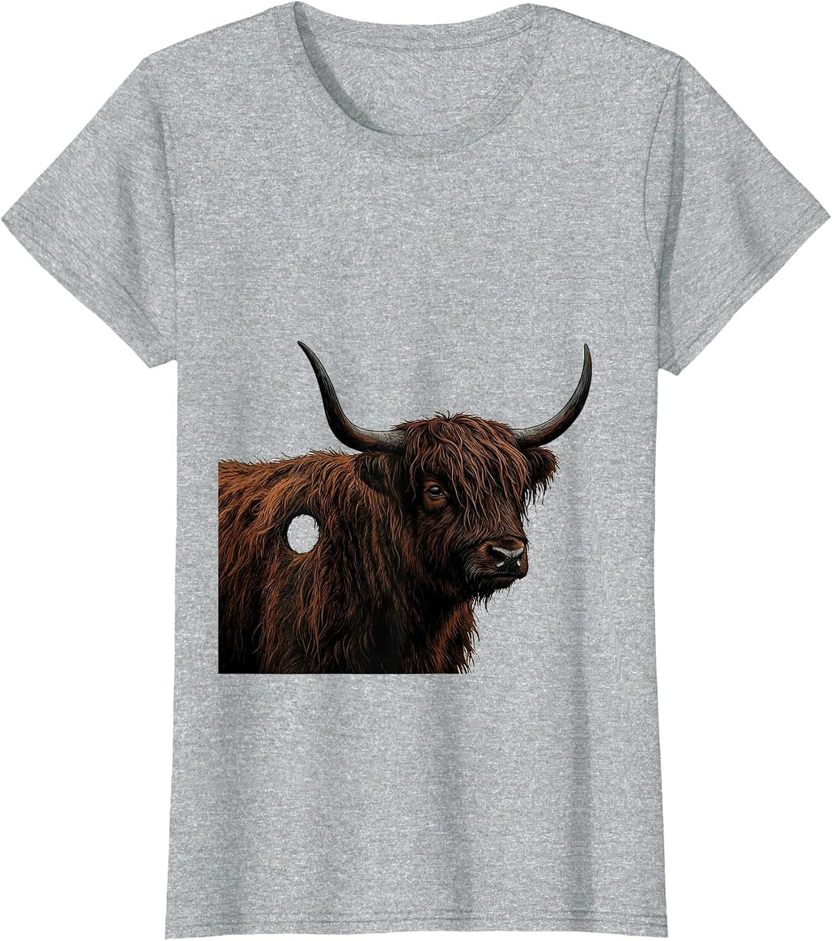 Highland Cow Minimalist Cute Scottish Humor T-Shirt - Heather Grey