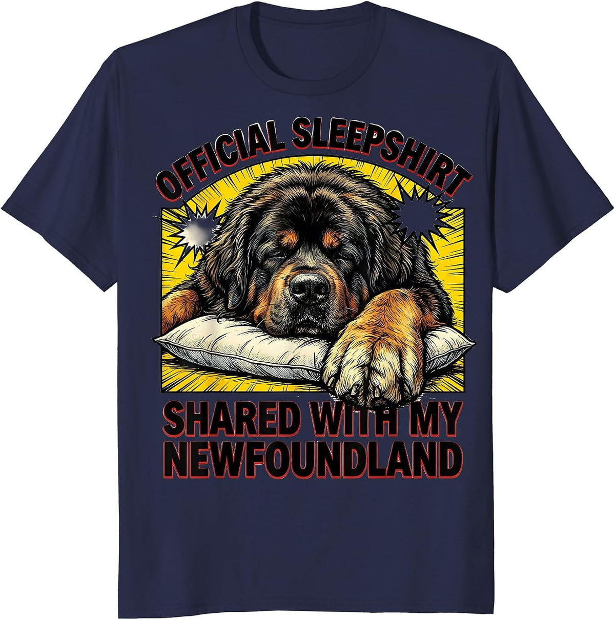 Men's Official Sleepshirt, Shared With My Newfoundland Pet Lover T-Shirt - Navy Blue