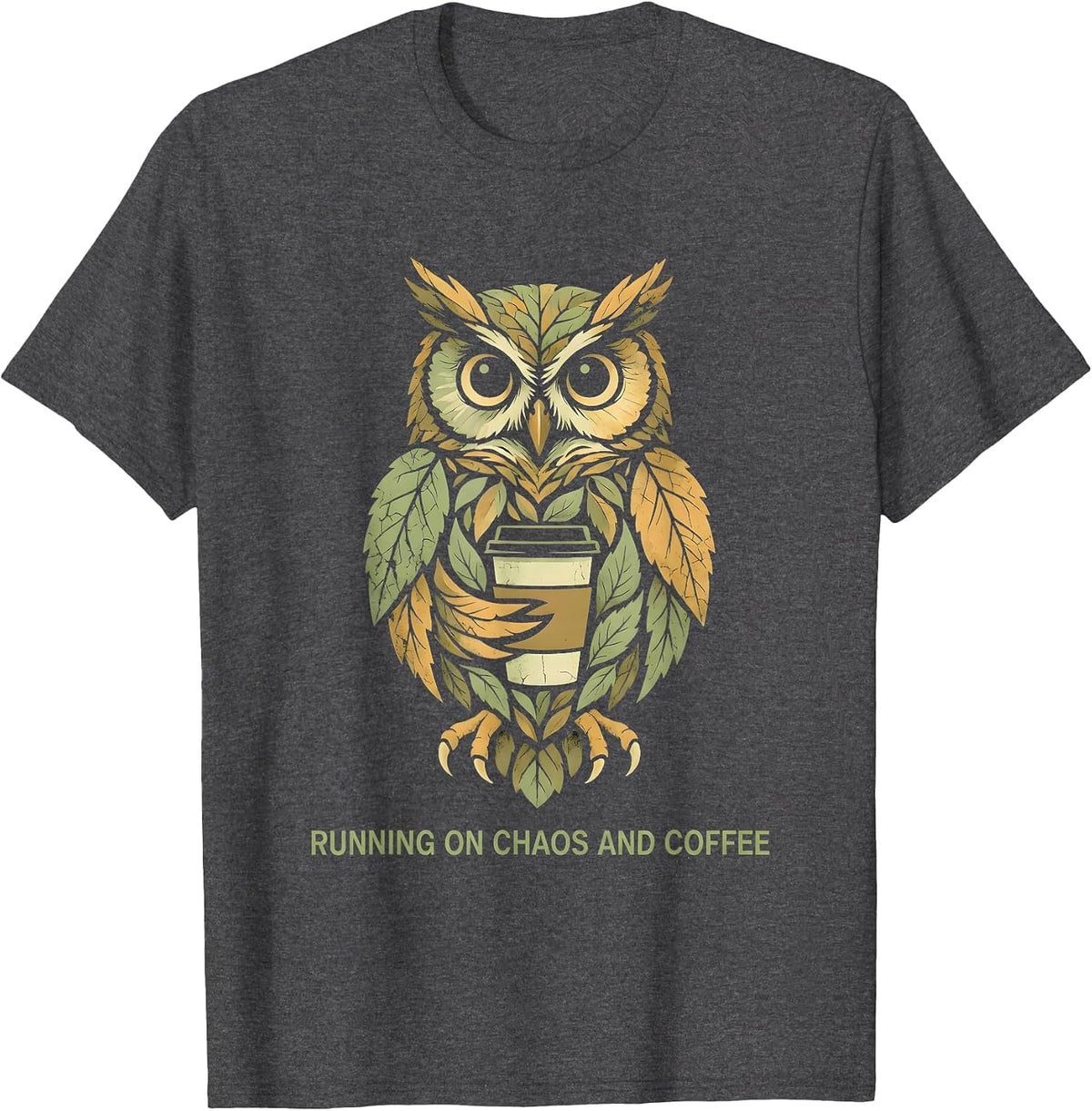 Running on Chaos and Coffee Coordinator Design T-Shirt - Dark Heather Grey