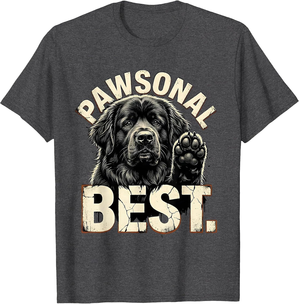 Men's Pawsonal Best Distressed Funny Dog Owner Internet Meme Humor T-Shirt - Dark Heather Grey