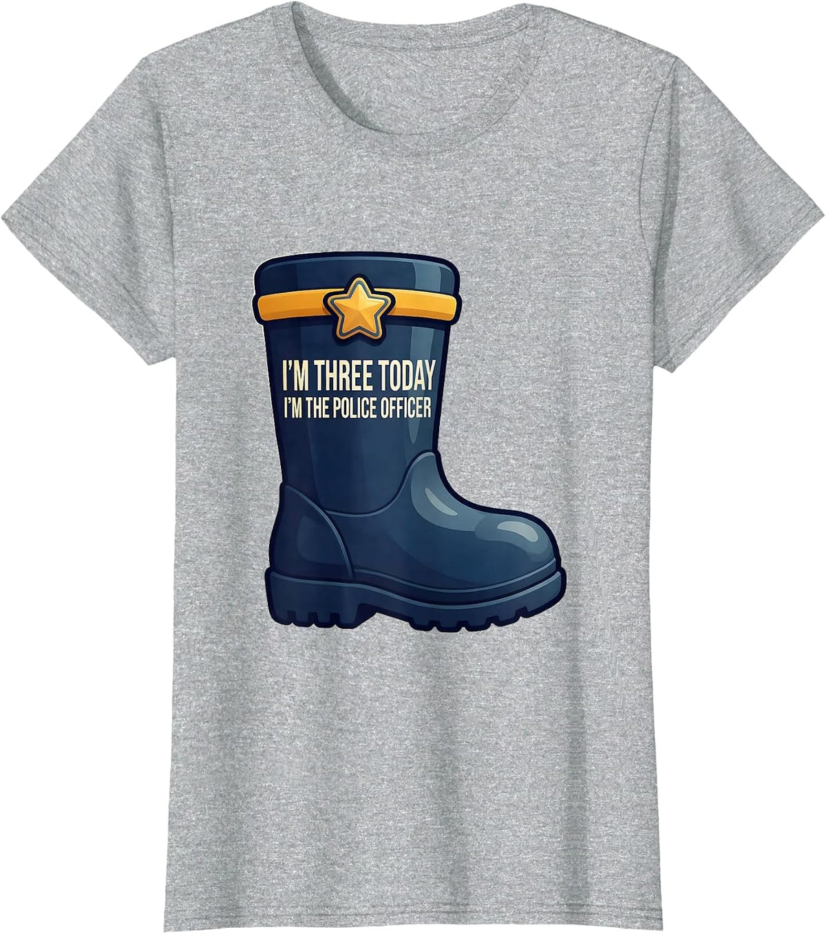 I'm Three Today, I'm The Police Officer Kids Police T-Shirt - Heather Grey