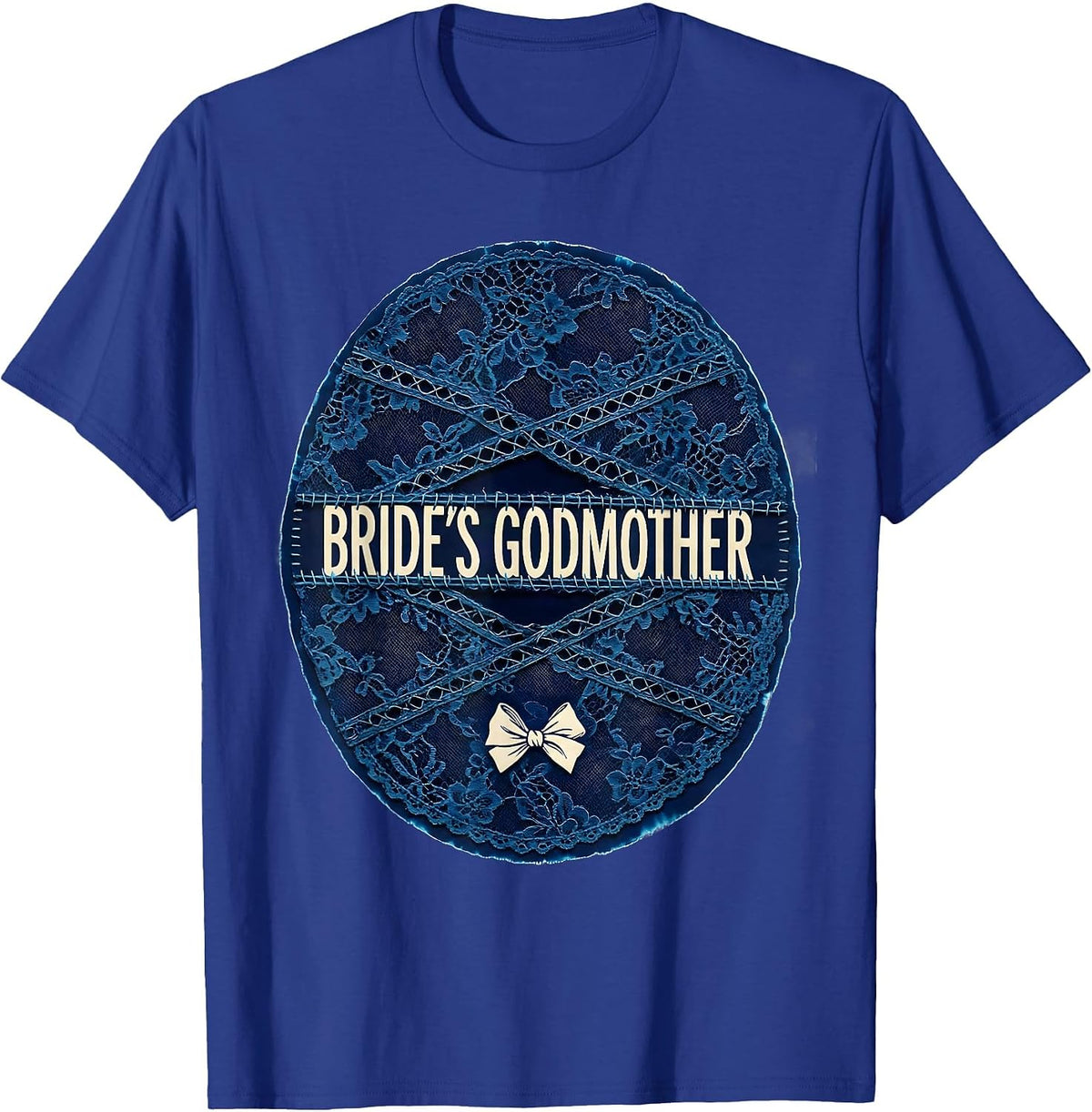Men's Bride's Godmother Cyanotype Photogram Blue Bow Coquette T-Shirt - Royal Blue