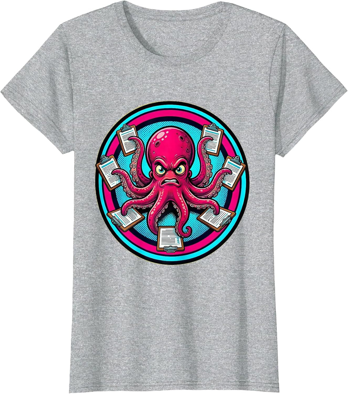 Chaos Coordinator Octopus Multitasking Graphic T-Shirt - Heather Grey