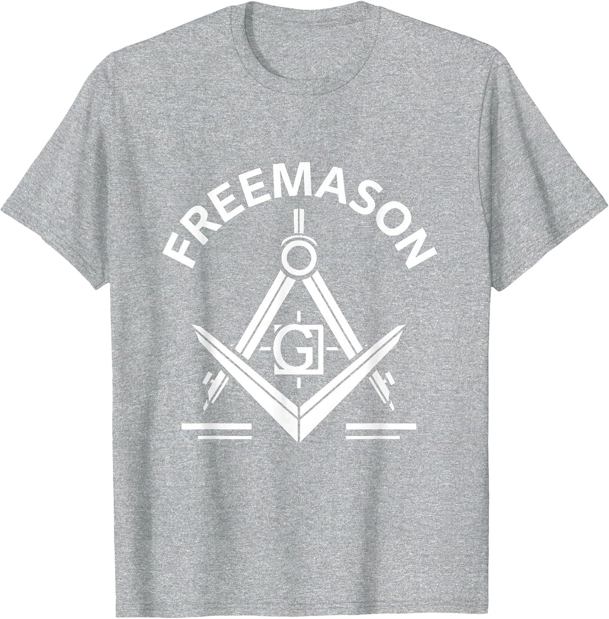 Men's Freemason Monochromatic Square And Compasses Emblem T-Shirt - Heather Grey