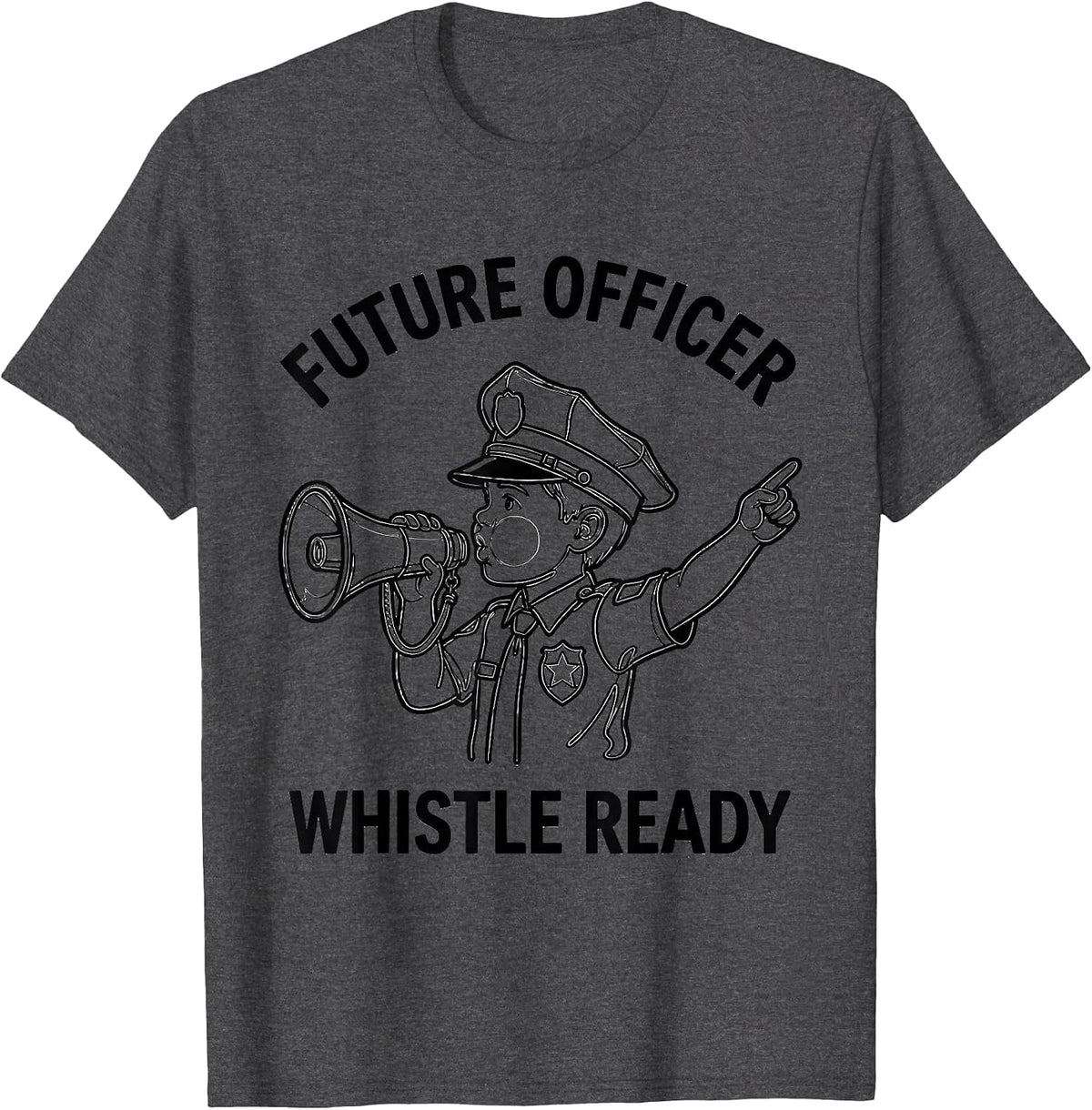 Men's Future Officer Whistle Ready Funny Police Officer Kids T-Shirt - Dark Heather Grey