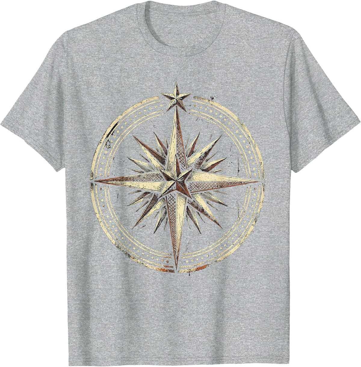 Men's Social Worker Compass Rose Guiding Star Design T-Shirt - Heather Grey