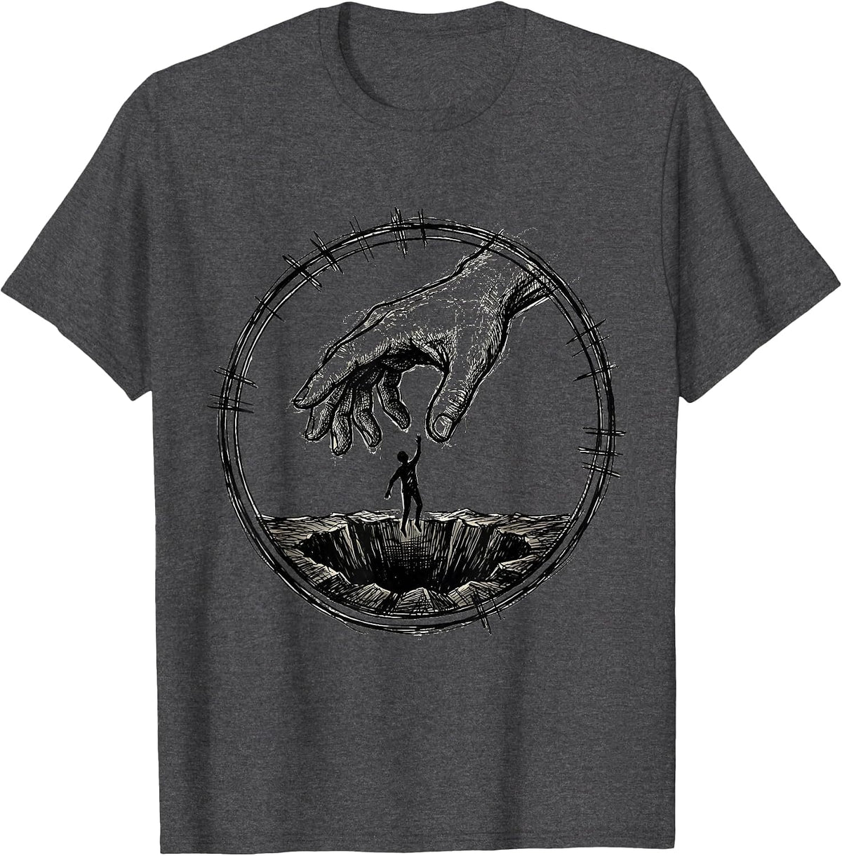 Social Worker Helping Hand Graphic Design T-Shirt - Dark Heather Grey