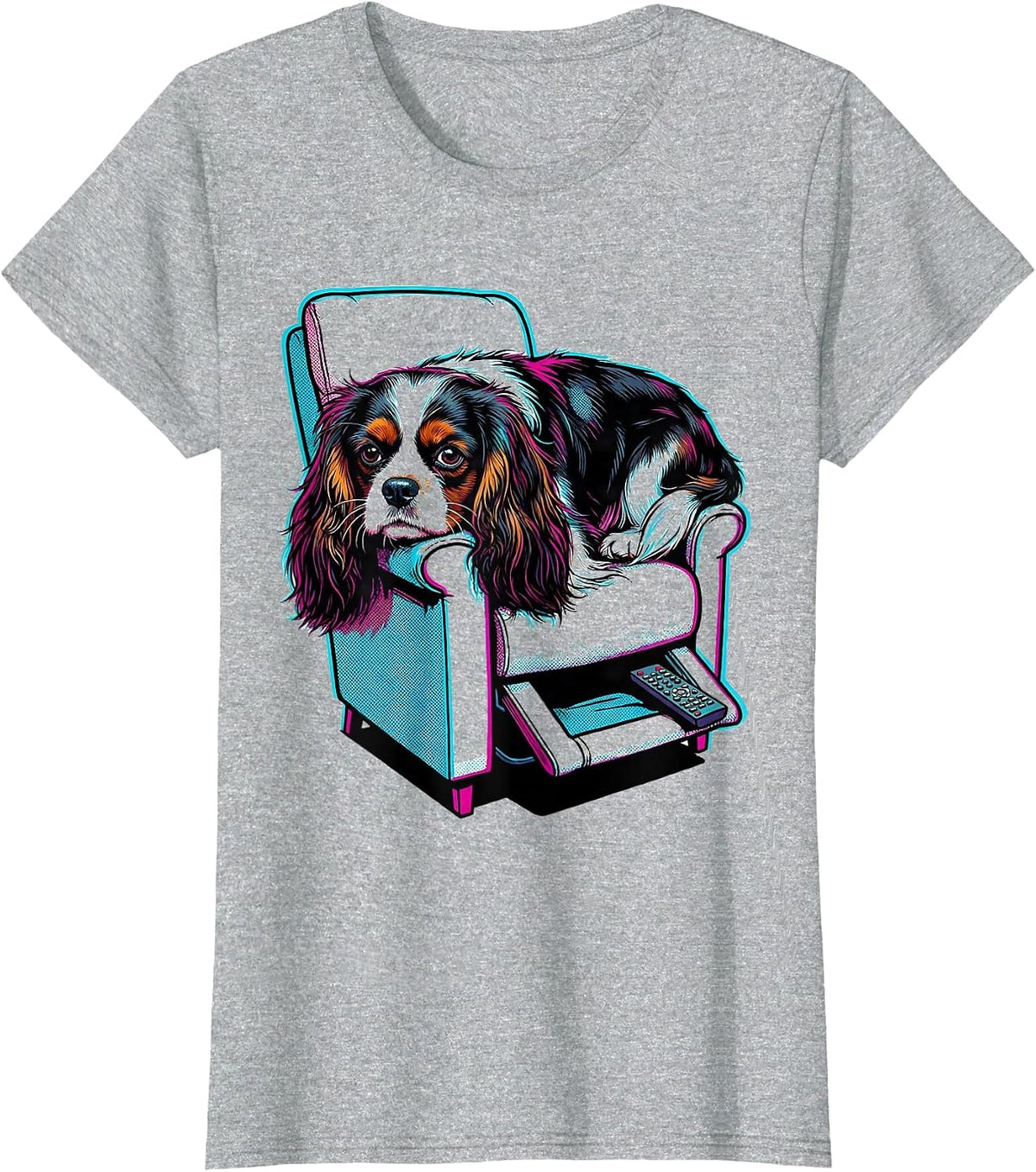 Cavalier King Charles Spaniel Pop Art Dog Lover Gift T-Shirt - Heather Grey