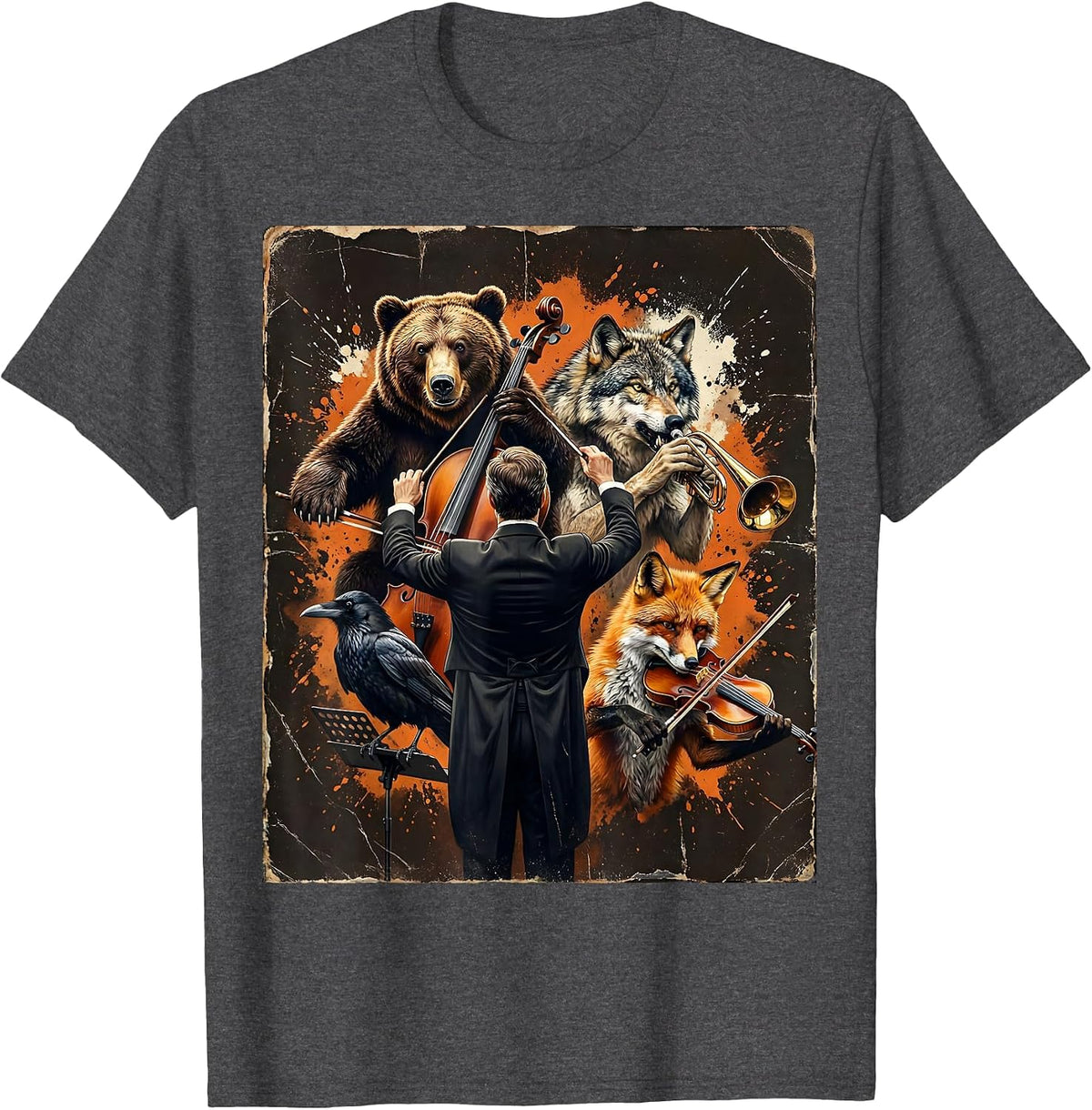 Chaos Coordinator Wild Animal Orchestra Conductor T-Shirt - Dark Heather Grey
