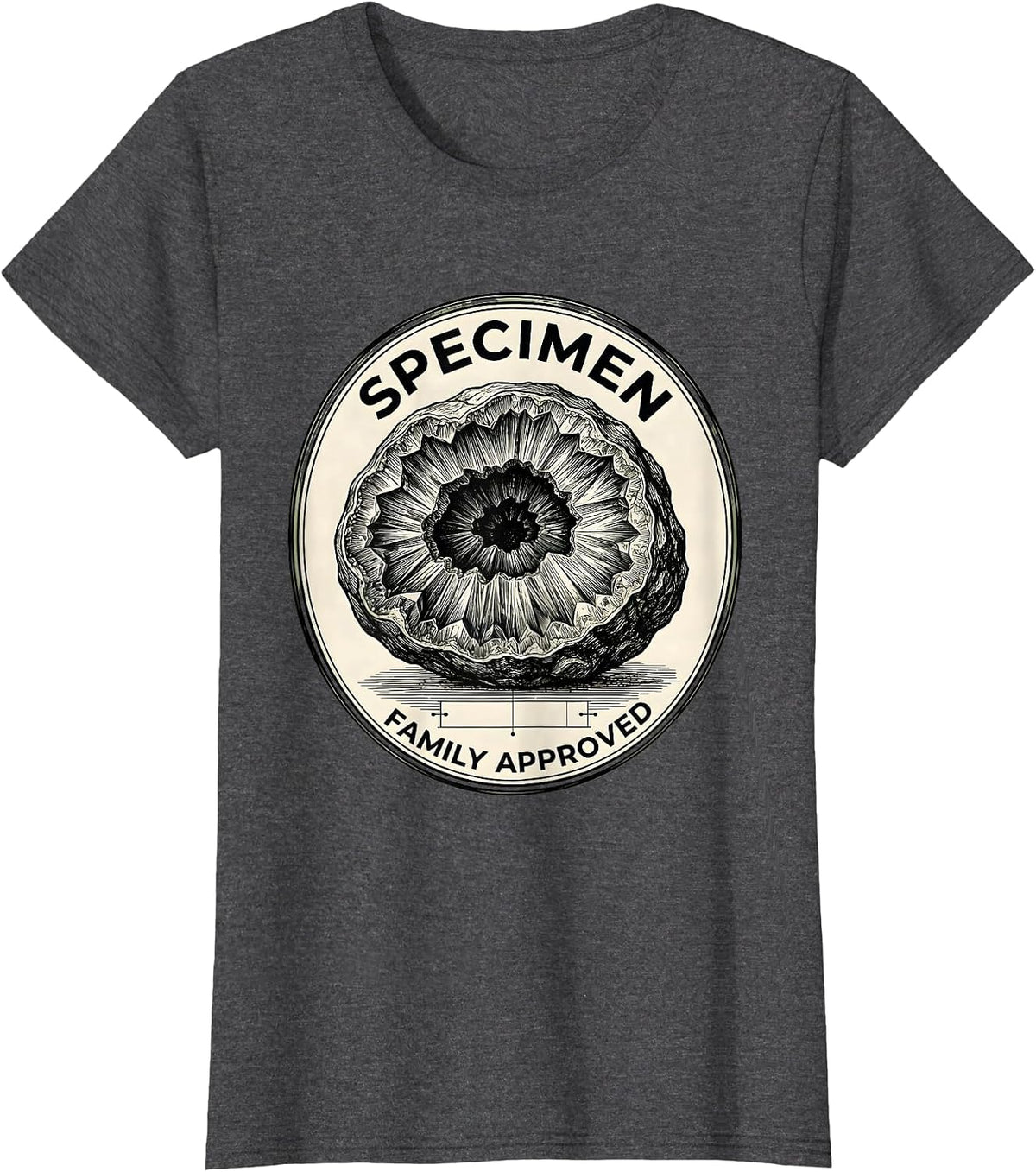 Women's Specimen Family Approved Botanical Geode Rock Collector T-Shirt - Dark Heather Grey