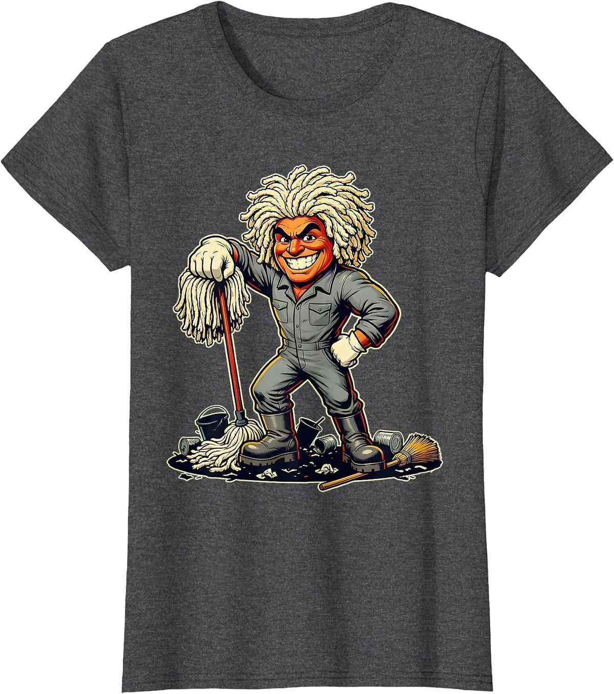 Women's Chaos Coordinator Janitor Battlefield Graphic T-Shirt - Dark Heather Grey