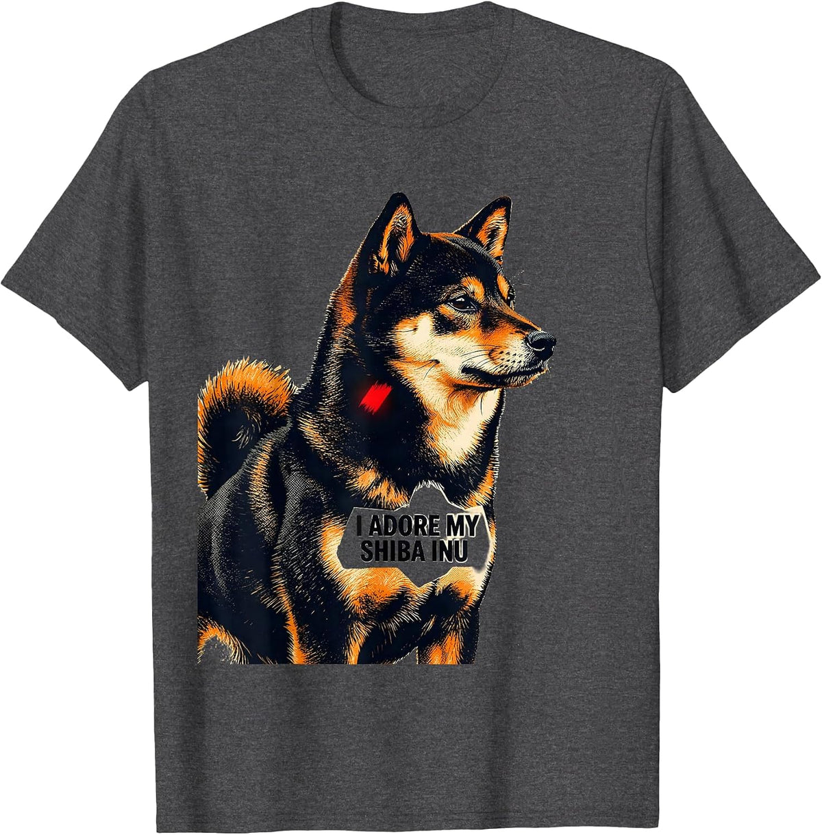 I Adore My Shiba Inu Risograph Cute Kawaii Dog Lover Gift T-Shirt - Dark Heather Grey