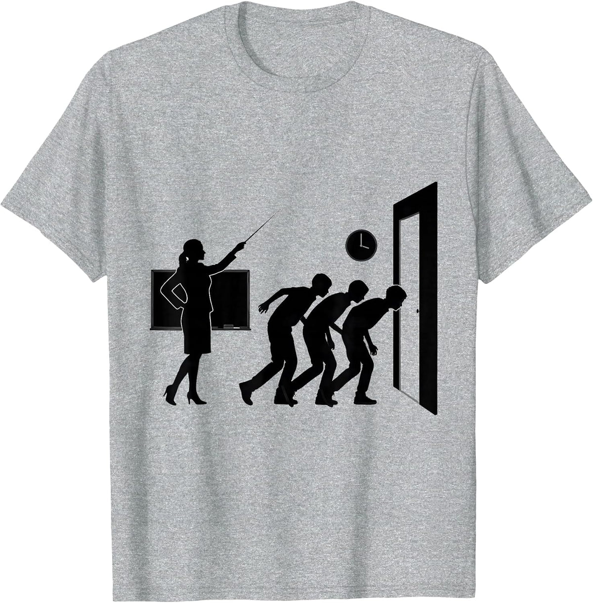 Men's Teacher Silhouette School Day Staff Gift Back To School T-Shirt - Heather Grey