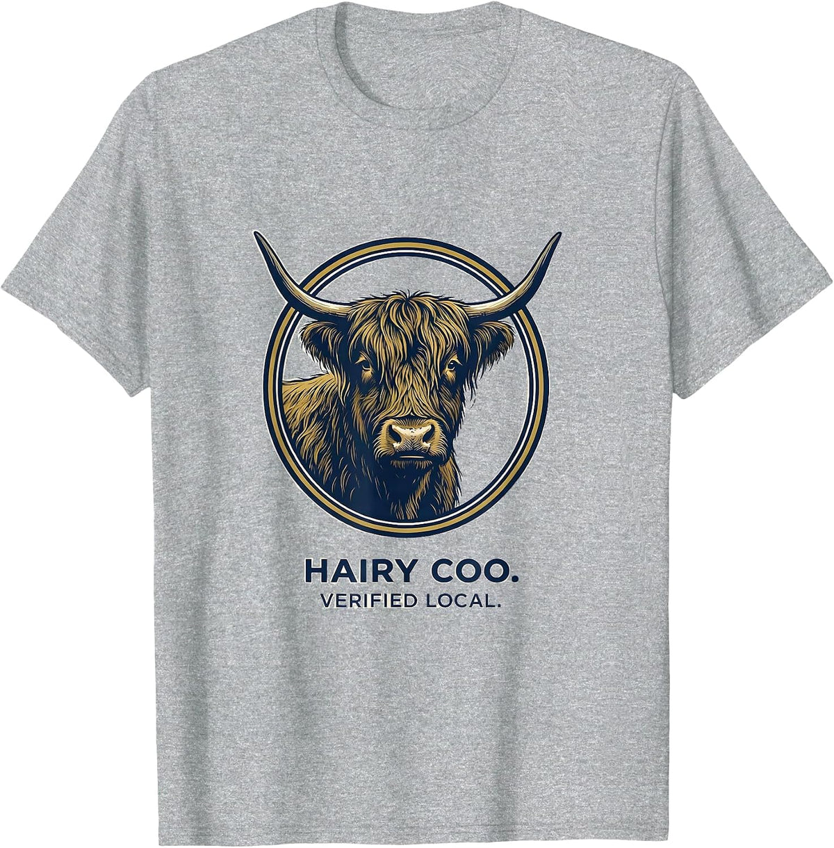 Men's Hairy Coo Verified Local Funny Highland Cow Lover Cute T-Shirt - Heather Grey