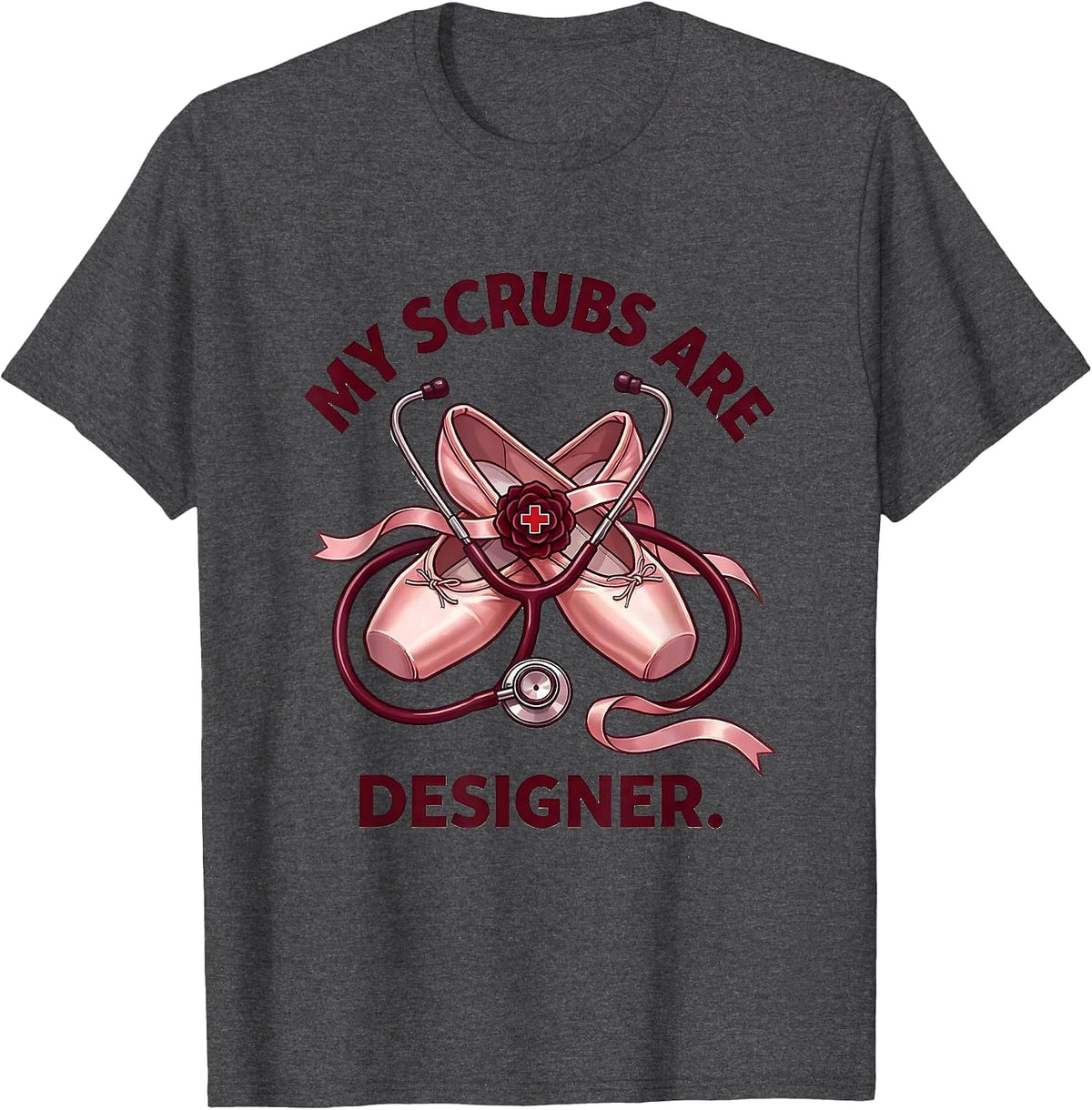 Men's My Scrubs Are Designer Funny Nurse Design T-Shirt - Dark Heather Grey