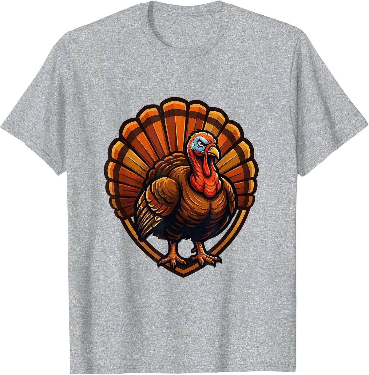 Men's Wild Turkey Fan Tail Autumn Camo Illustration T-Shirt - Heather Grey