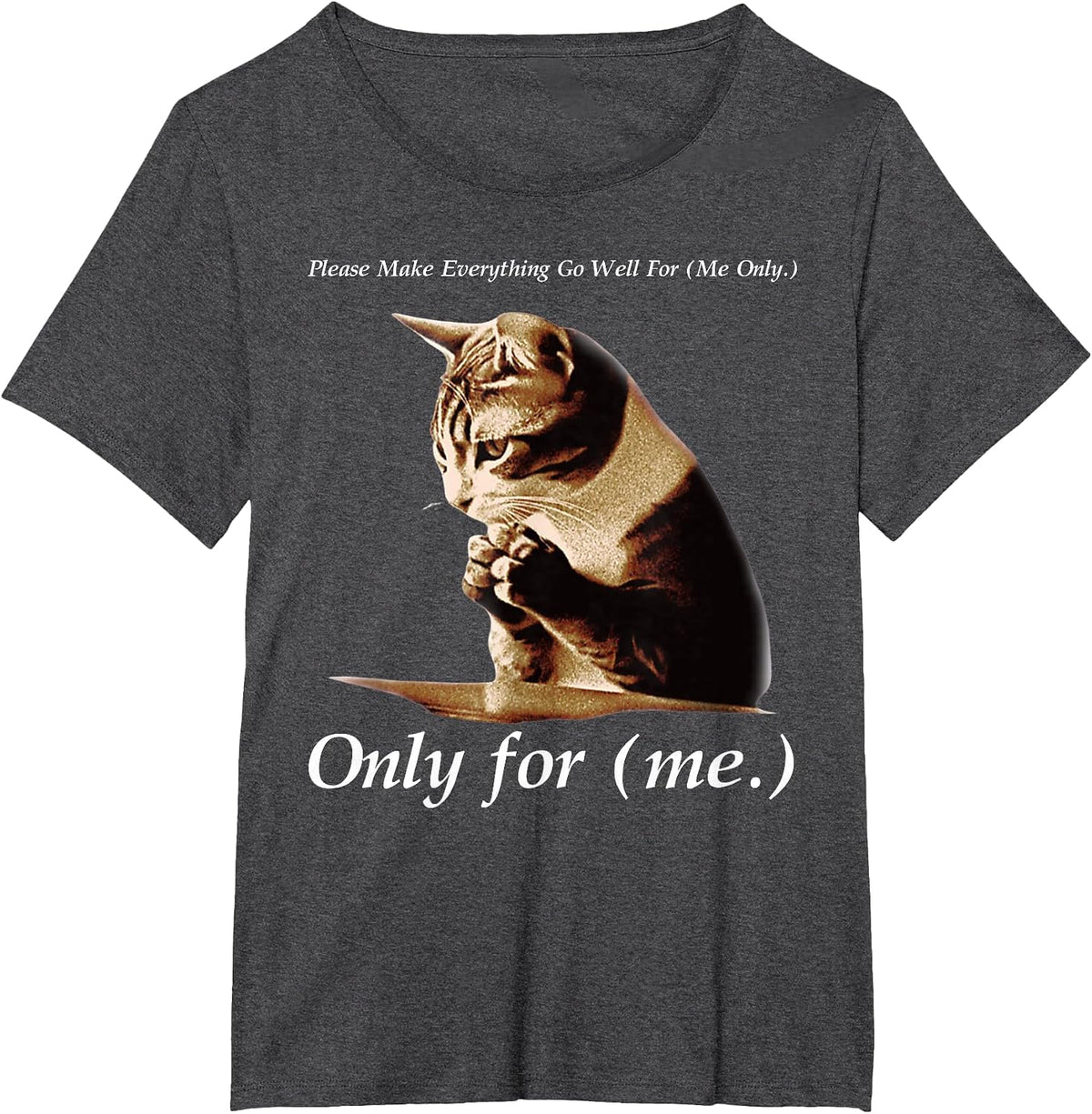Funny Cat Please Make Everything Go Well for Me Only for Me T-Shirt - Dark Heather Grey