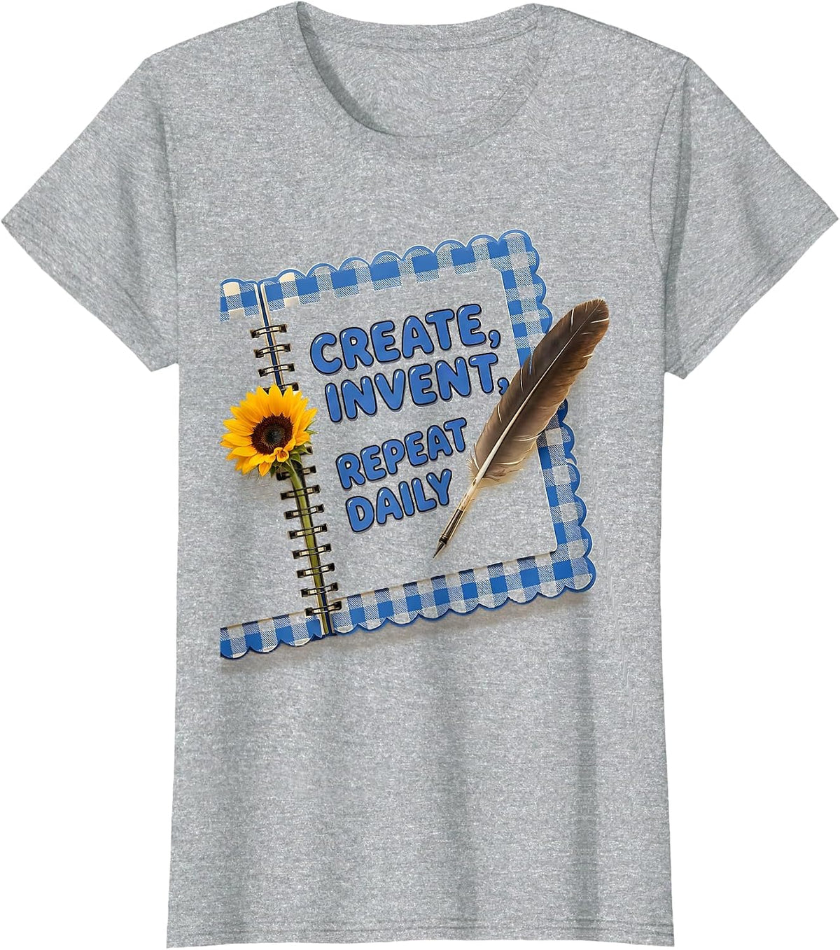 Women's Create Invent Repeat Daily Renaissance Man Design T-Shirt - Heather Grey