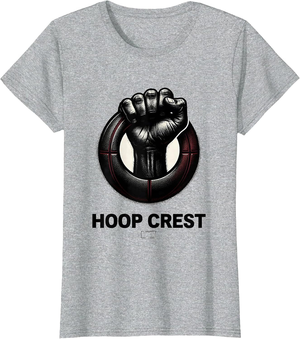 HOOP CREST Blackwork Dotwork Retro Hip Hop Y2K Streetwear T-Shirt - Heather Grey