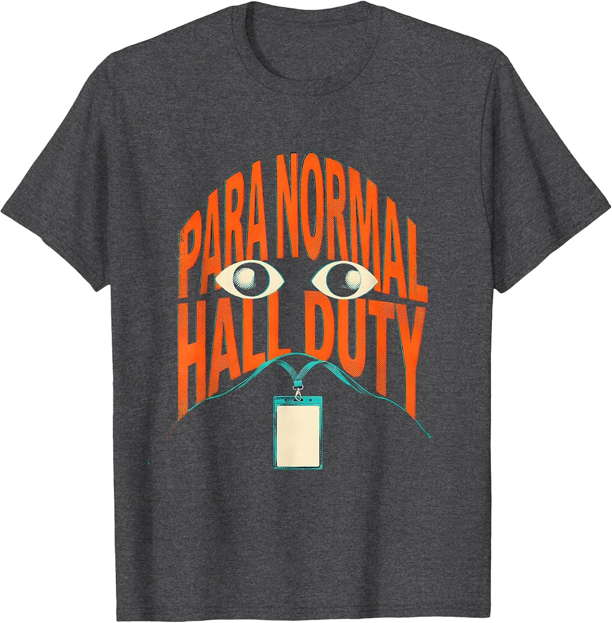Men's Para Normal Hall Duty Risograph Ghost Paraeducator Halloween T-Shirt - Dark Heather Grey