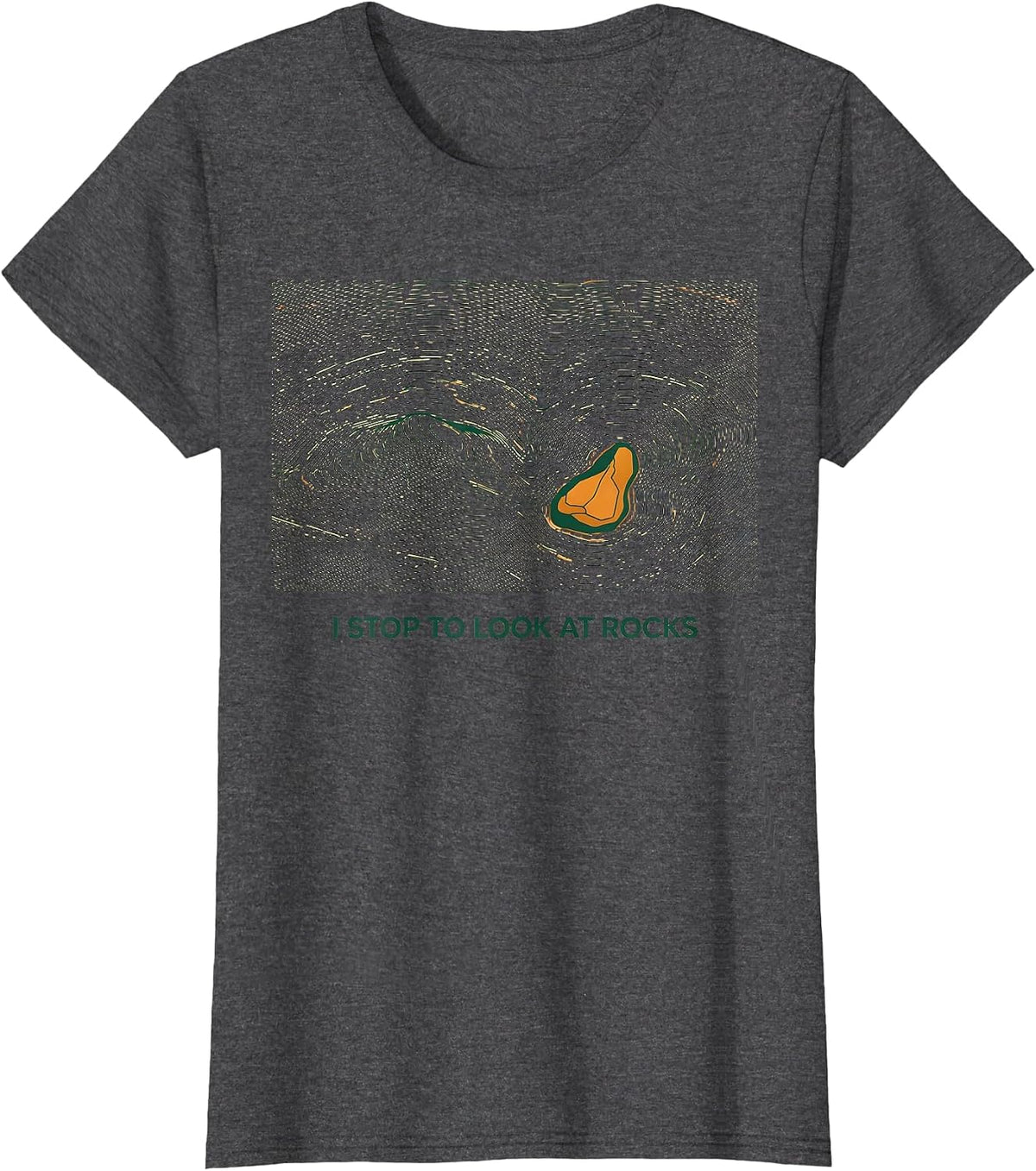 Women's I Stop To Look At Rocks Funny Rock Collector Geology Humor T-Shirt - Dark Heather Grey