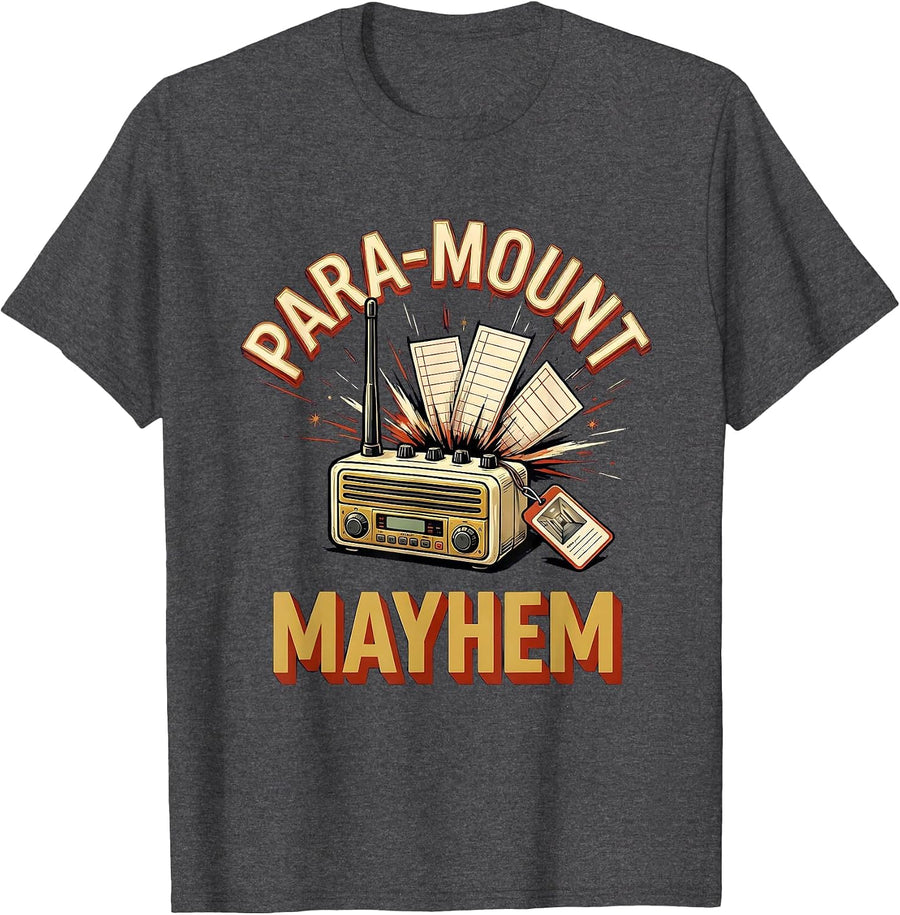 Para-Mount Mayhem Funny Paraprofessional Paraeducator T-Shirt, Men, Dark Heather Grey, Large - As Pictured
