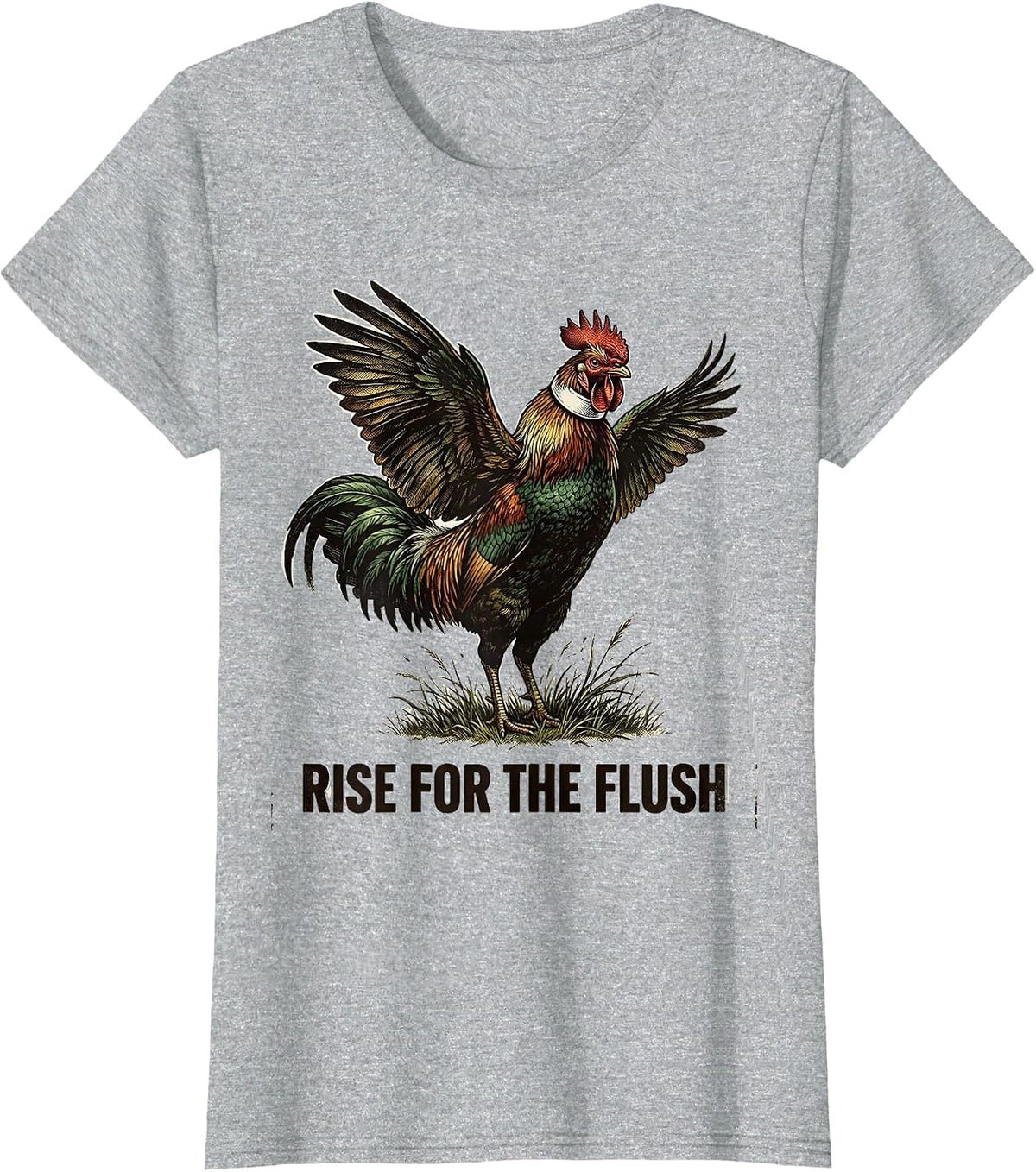 Rise For The Flush Vintage Pheasant Hunting Upland Bird T-Shirt - Heather Grey